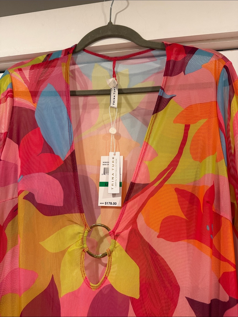 Trina Turk Vibrant Floral Maxi Cover-Up in Pink & Multicolor large NWT - Picture 4 of 6